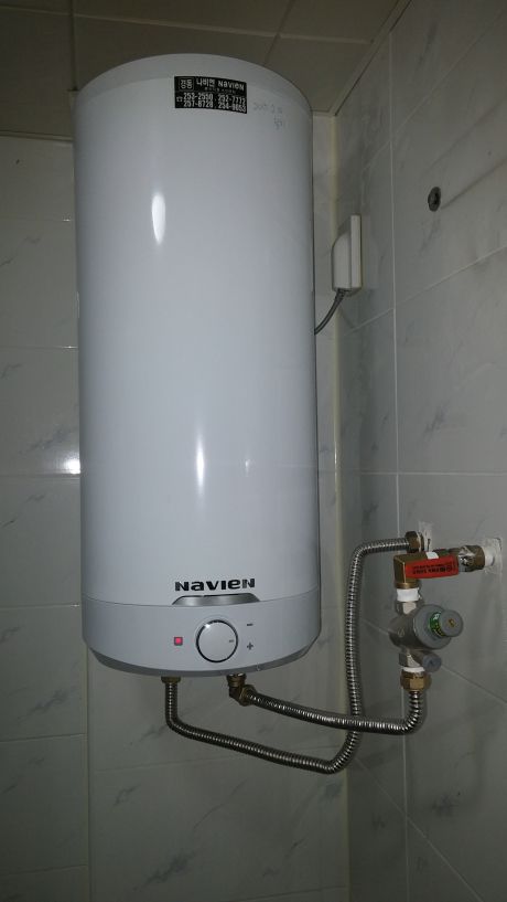 가천역 숙소 경동스텐전기온수기50L 2대 설치